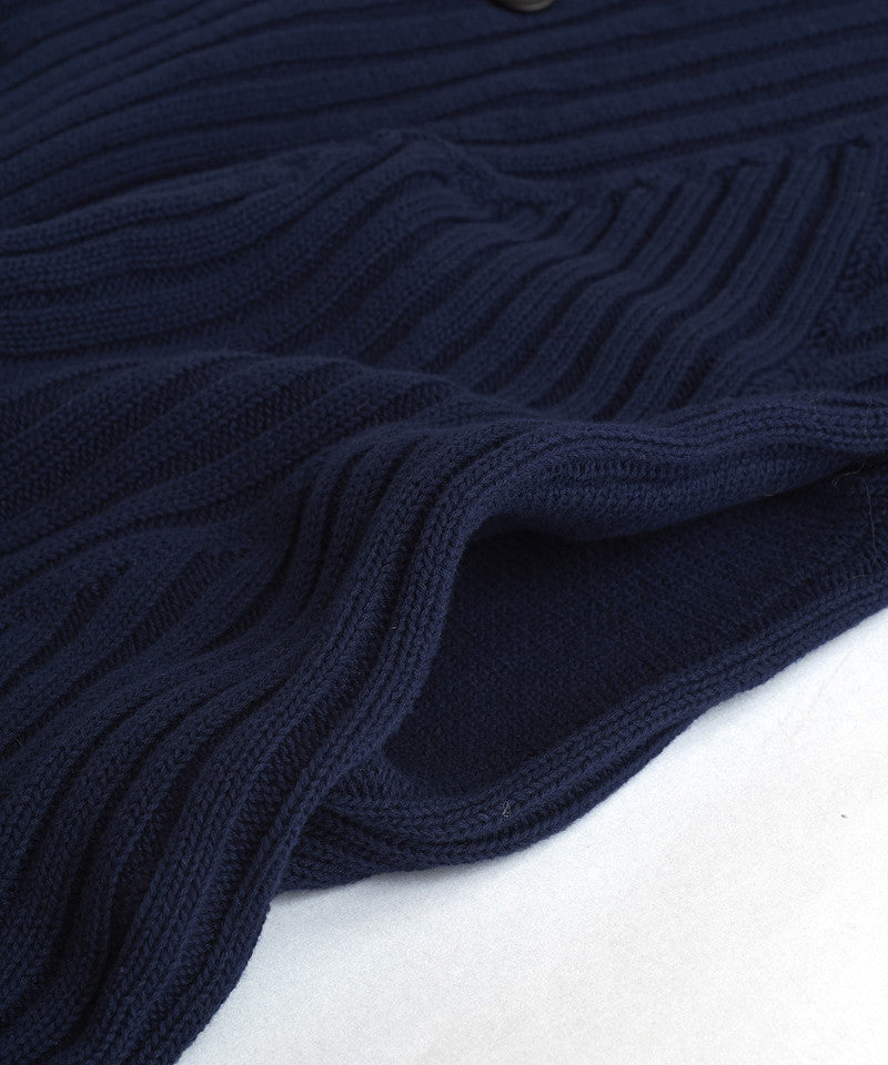 Irregular rib knit hood long CD