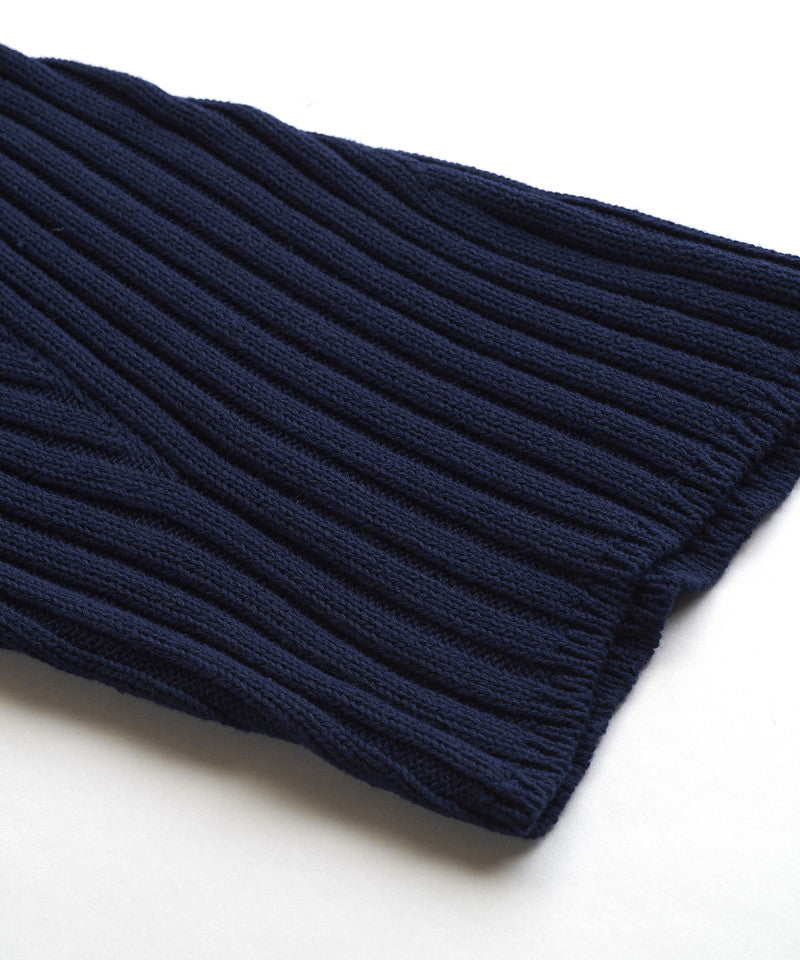 Irregular rib knit hood long CD