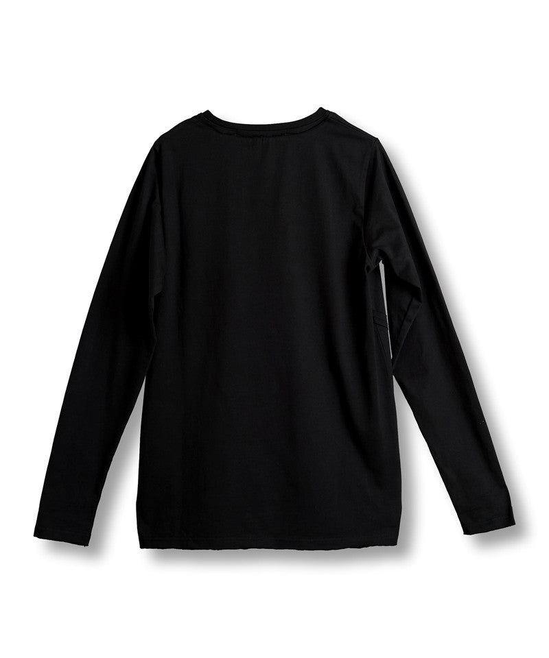 Random seam cut off C/N long sleeve T-shirt
