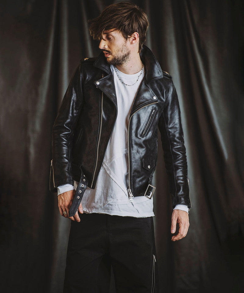 Random seam cut off C/N long sleeve T-shirt