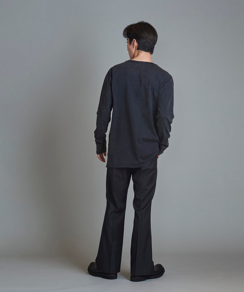 Random seam cut off C/N long sleeve T-shirt