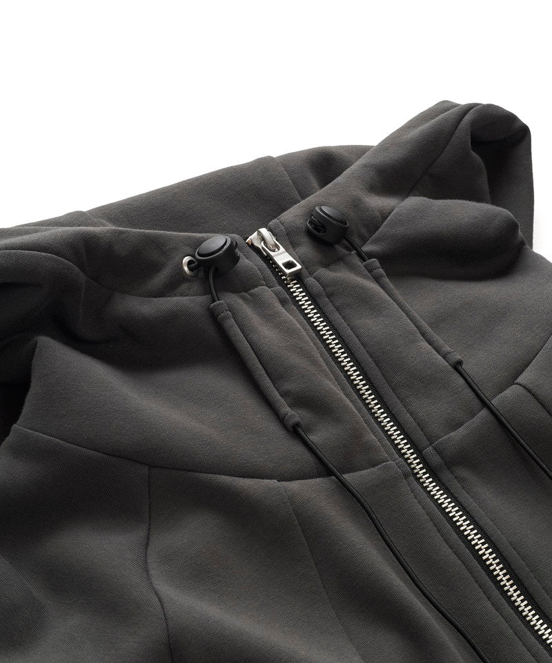 Volume neck half zip parka