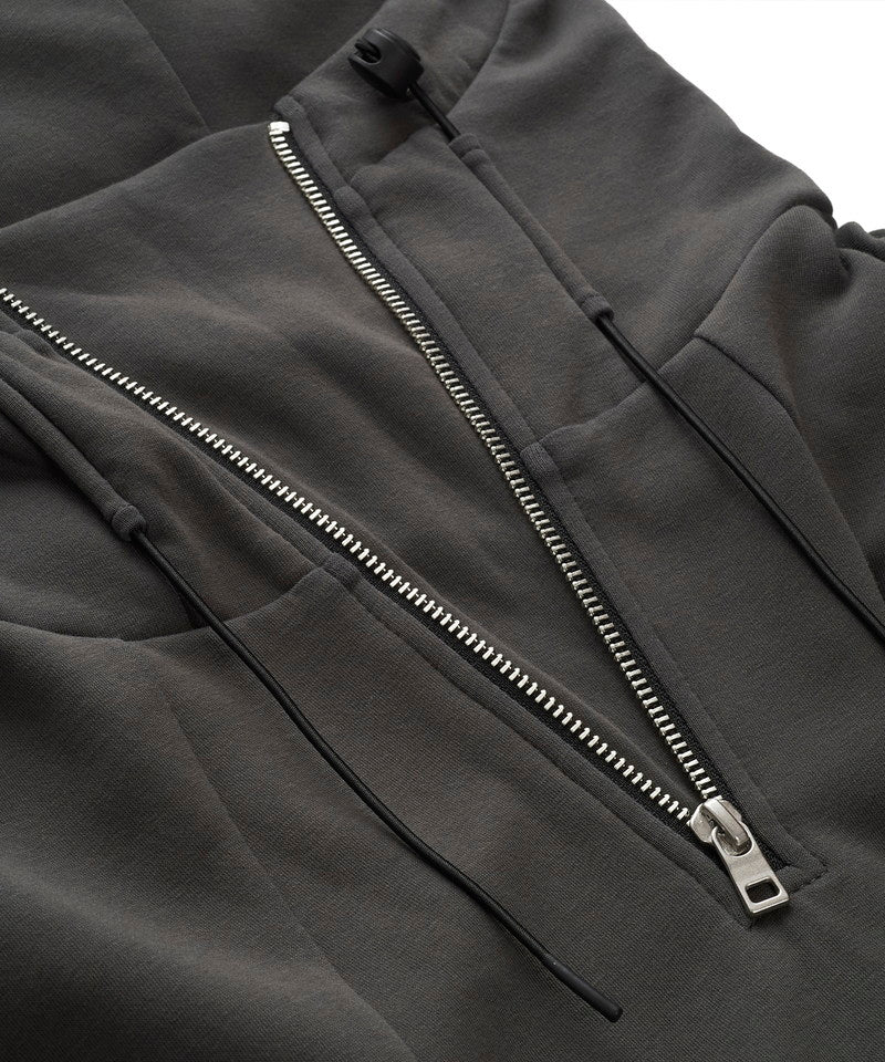 Volume neck half zip parka