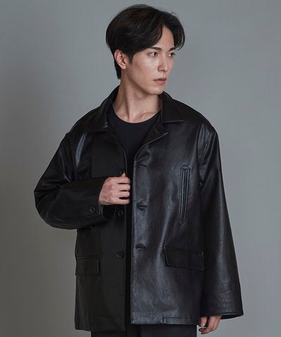 Synthetic leather BIG car coat