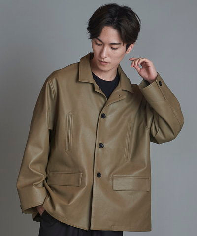 Synthetic leather BIG car coat