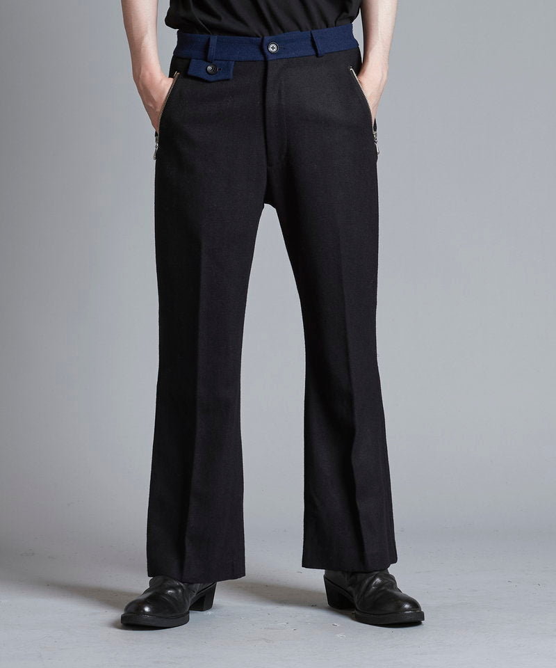 Wide leg zip trousers