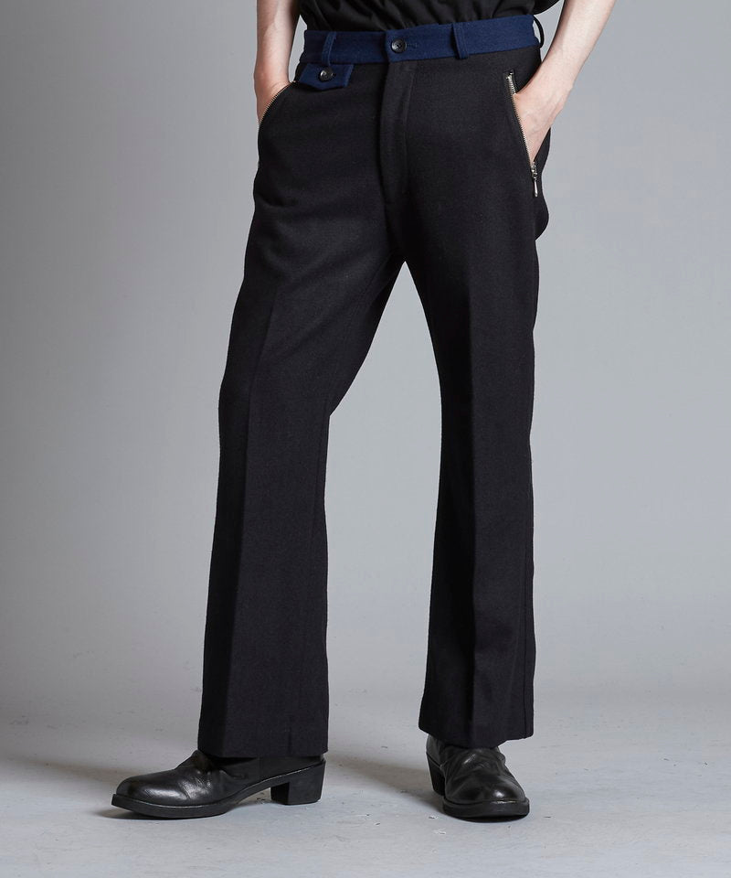 Wide leg zip trousers