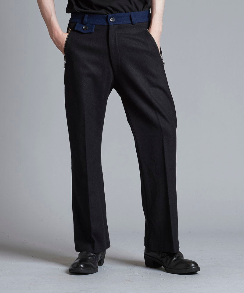 Wide leg zip trousers