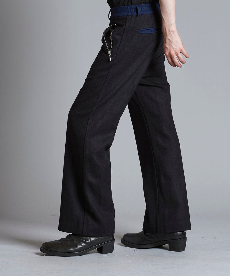 Wide leg zip trousers