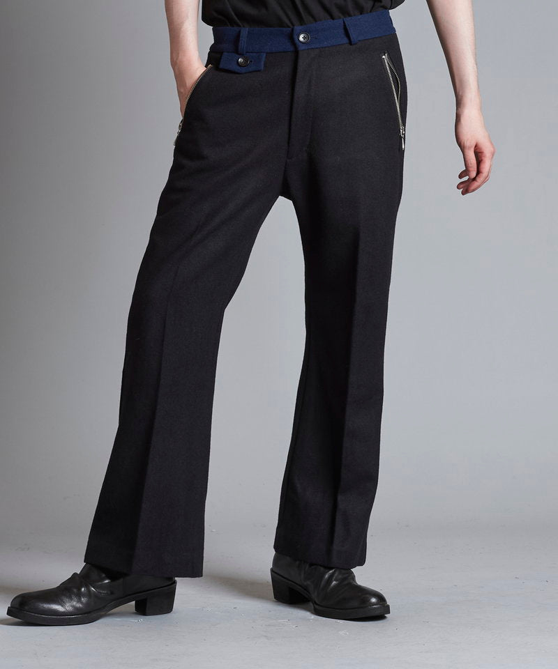 Wide leg zip trousers