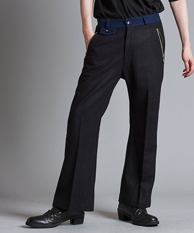 Wide leg zip trousers