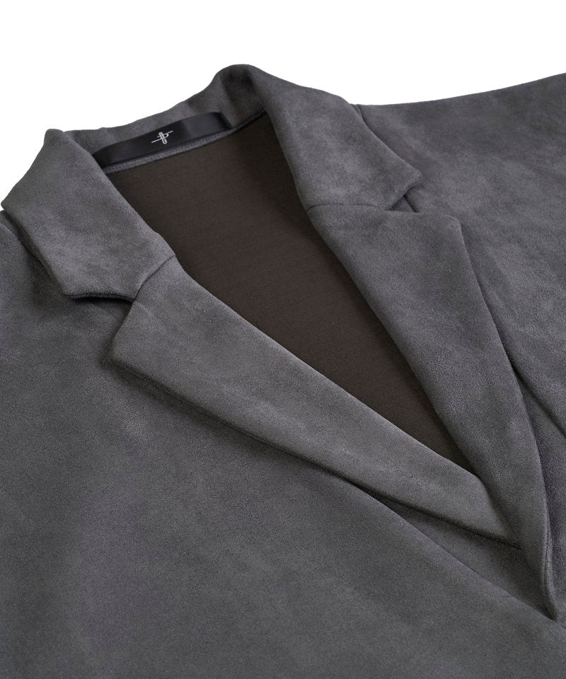 Faux suede notch lapel PO