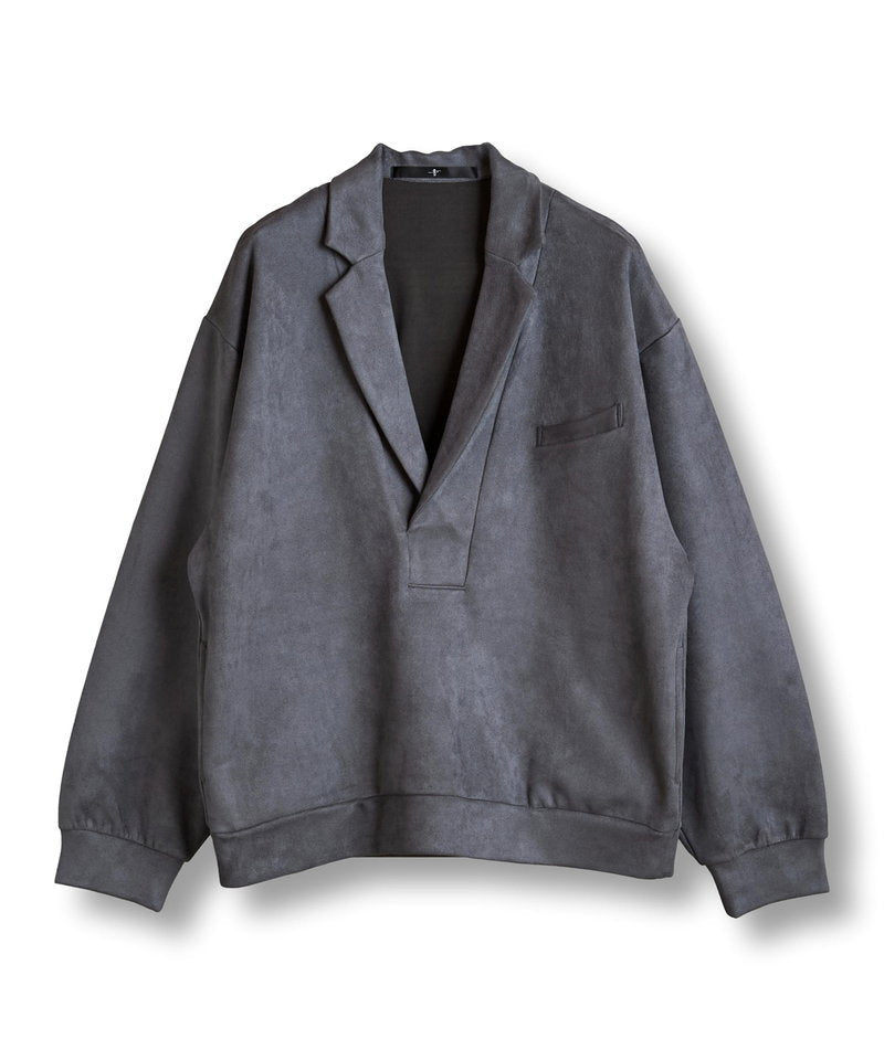 Faux suede notch lapel PO