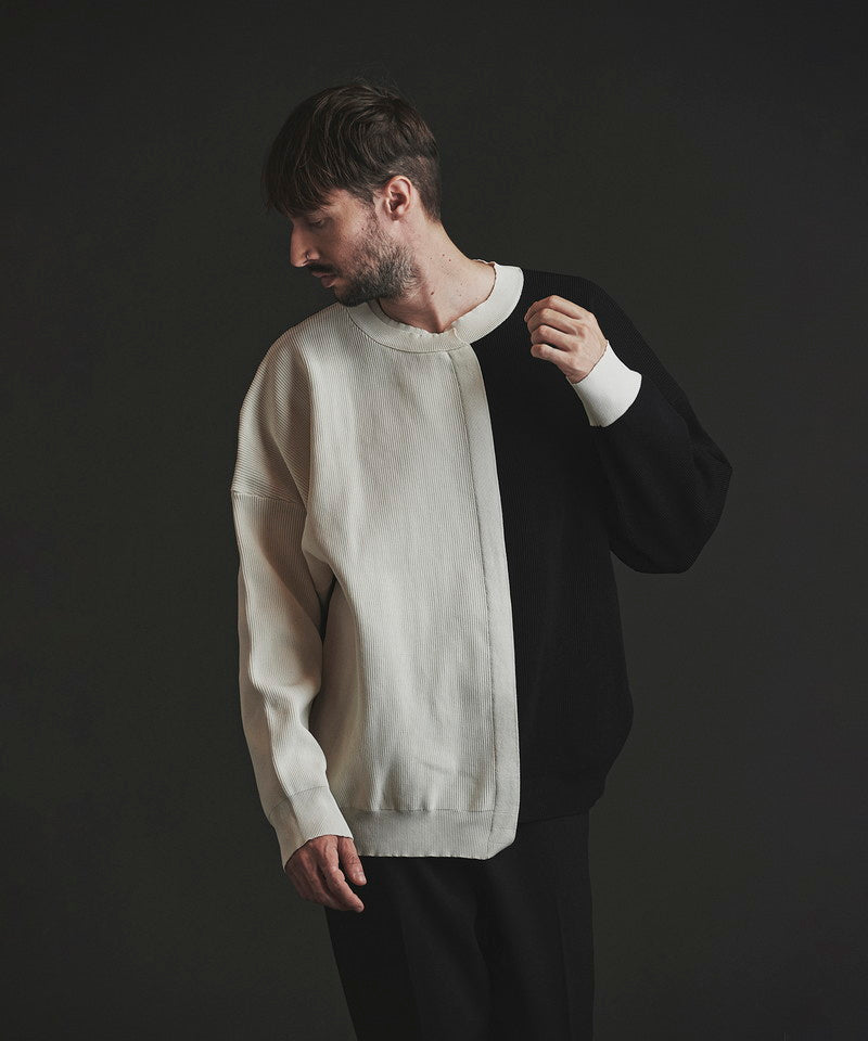 Fake layered knit C/N-PO