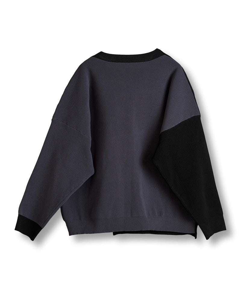 Fake layered knit C/N-PO