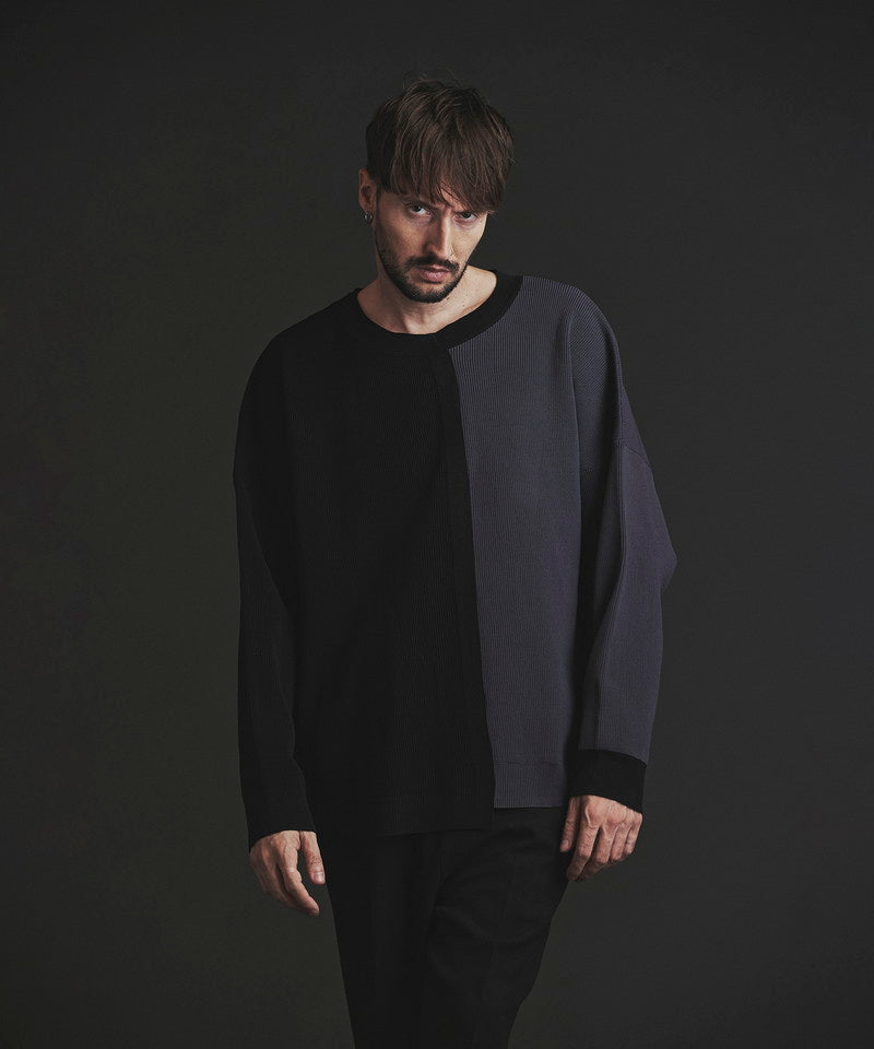 Fake layered knit C/N-PO