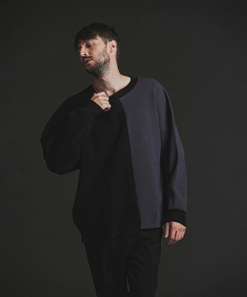 Fake layered knit C/N-PO