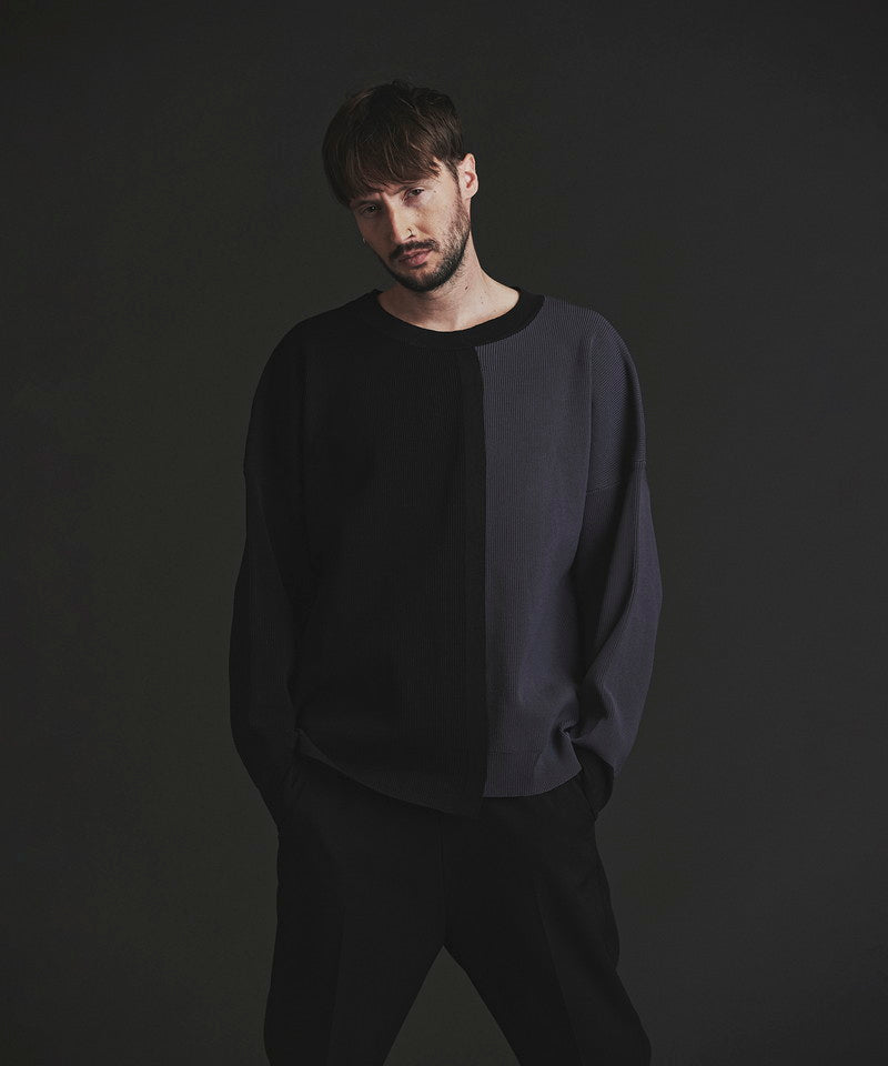 Fake layered knit C/N-PO