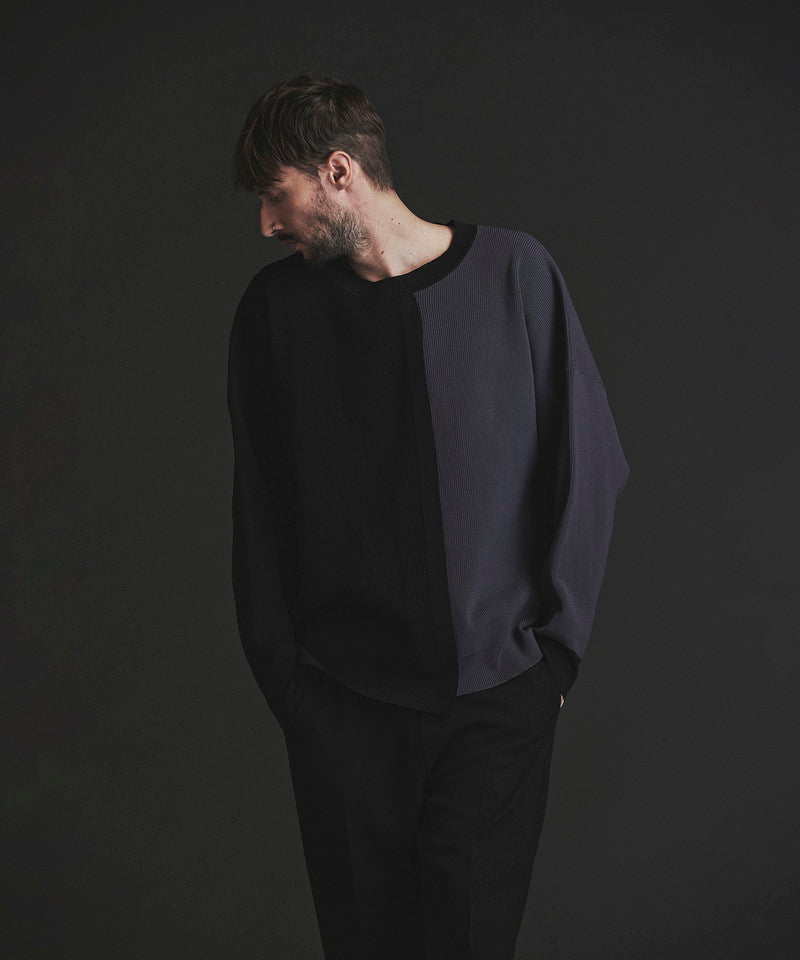 Fake layered knit C/N-PO