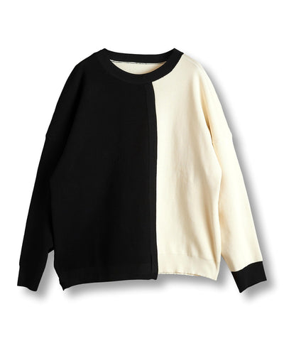 Fake layered knit C/N-PO