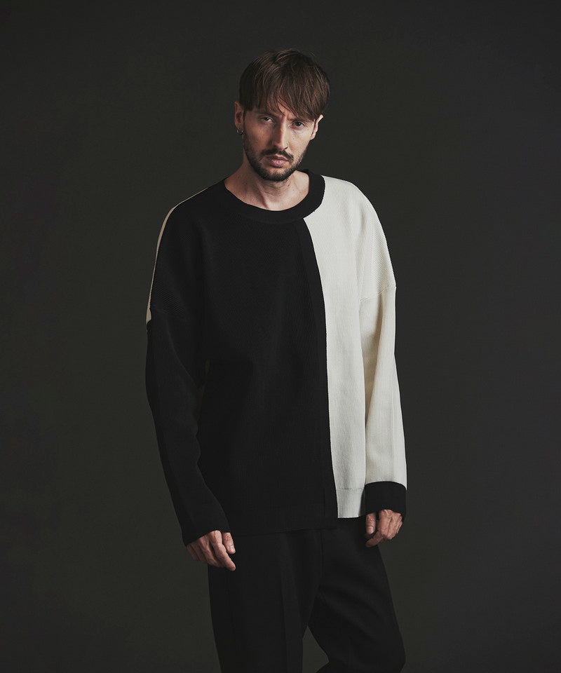 Fake layered knit C/N-PO