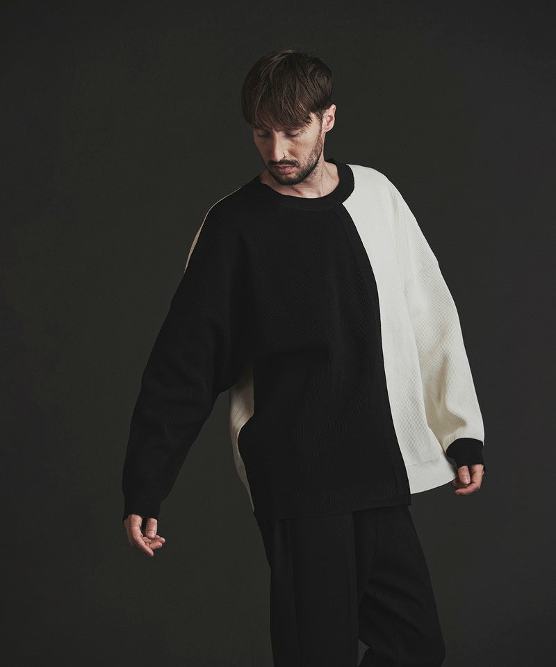 Fake layered knit C/N-PO