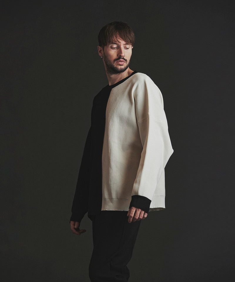 Fake layered knit C/N-PO