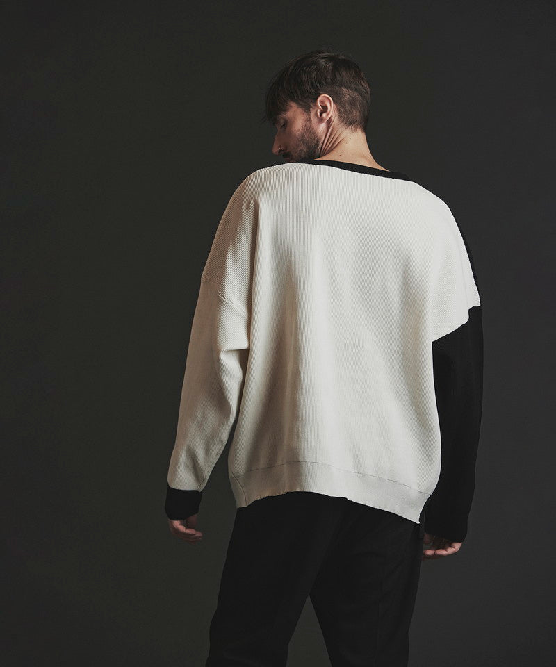 Fake layered knit C/N-PO