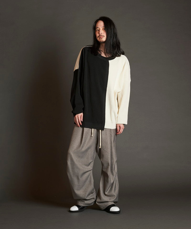 Fake layered knit C/N-PO