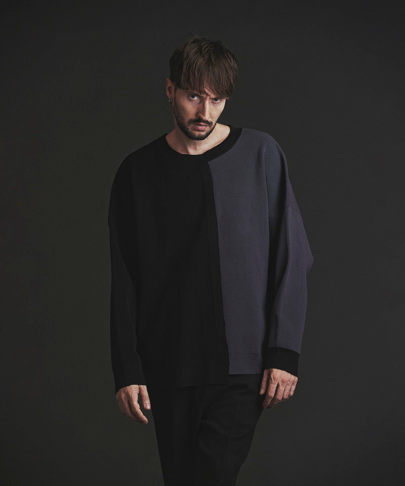 Fake layered knit C/N-PO