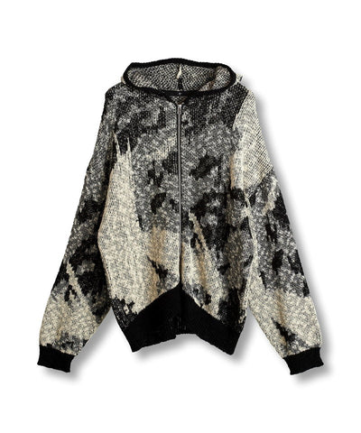 Abstract JQ knit zip parka