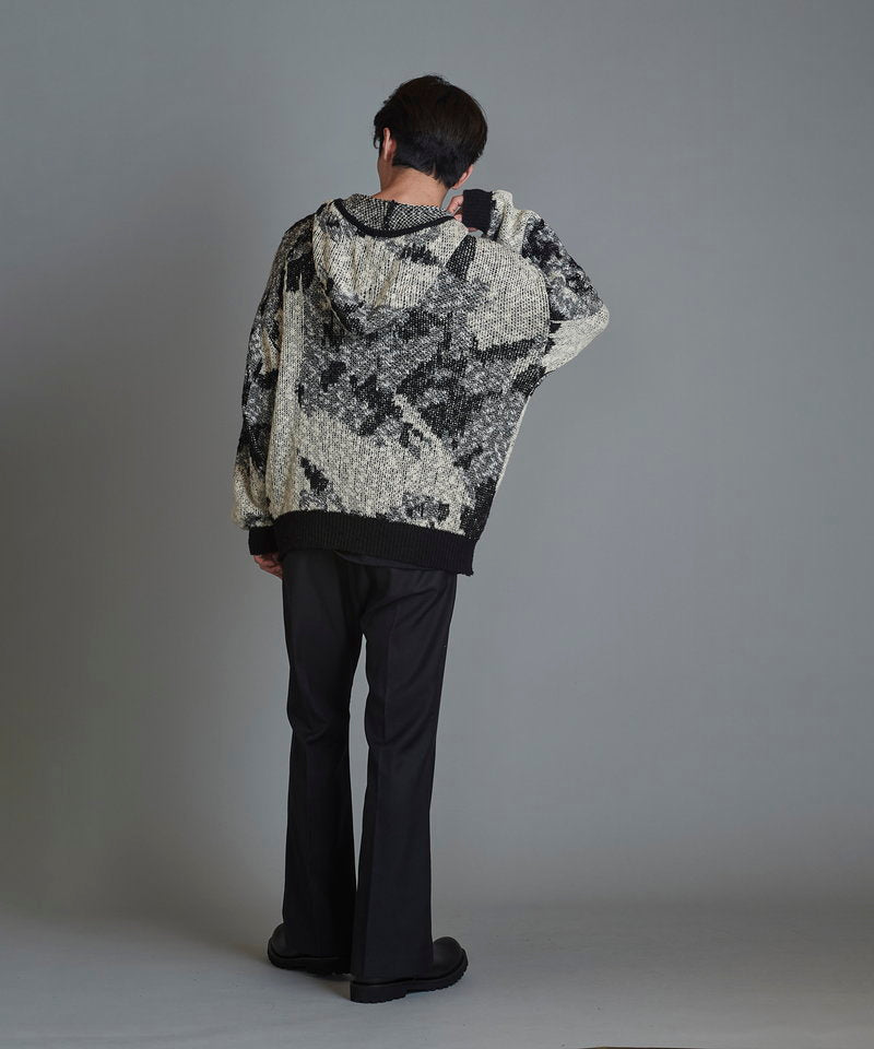 Abstract JQ knit zip parka