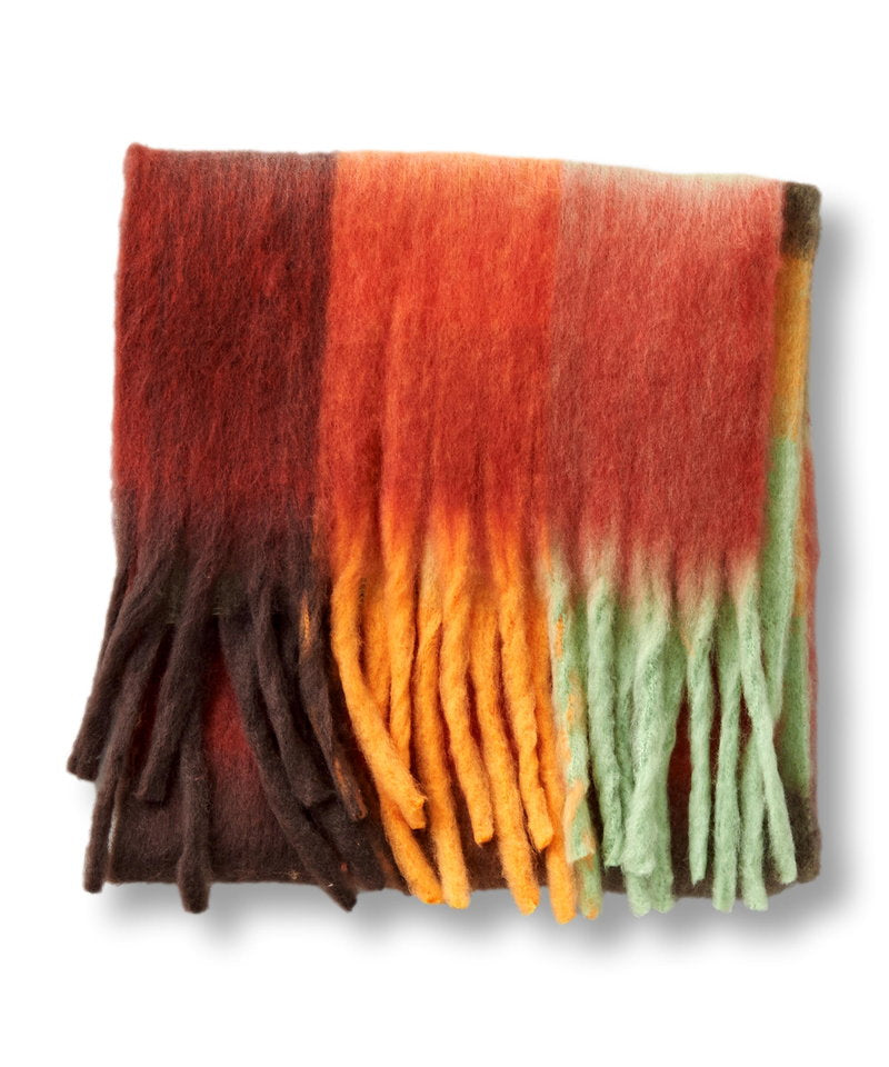 Multi-colored mohair touch stole