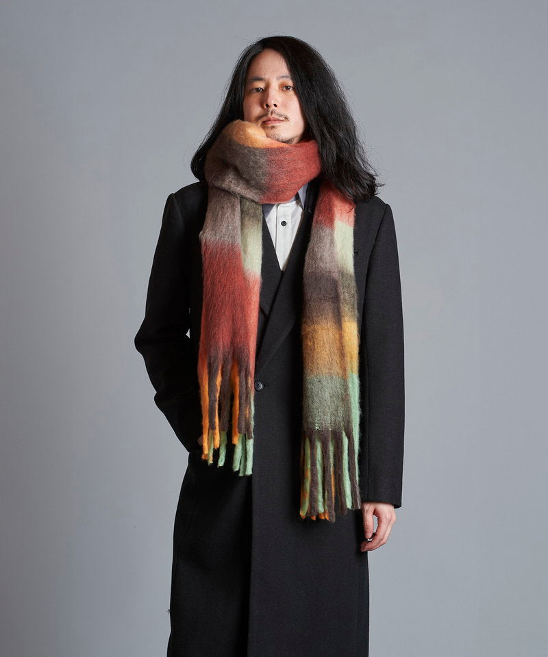 Multi-colored mohair touch stole