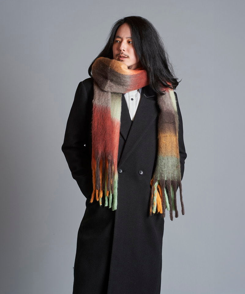 Multi-colored mohair touch stole