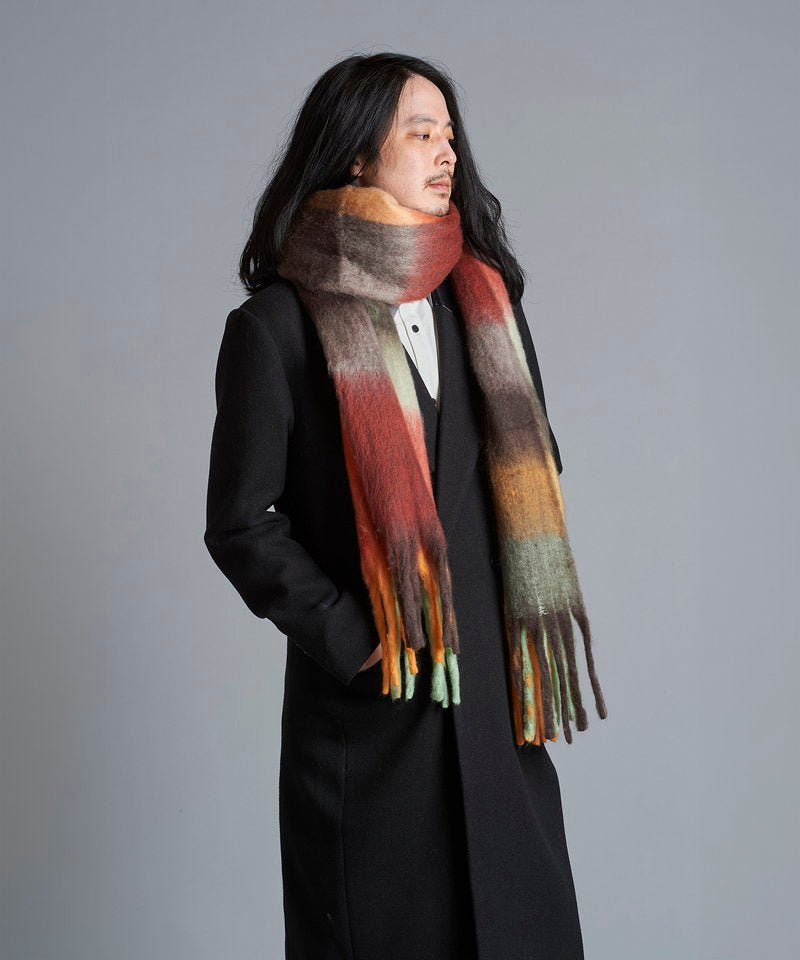 Multi-colored mohair touch stole