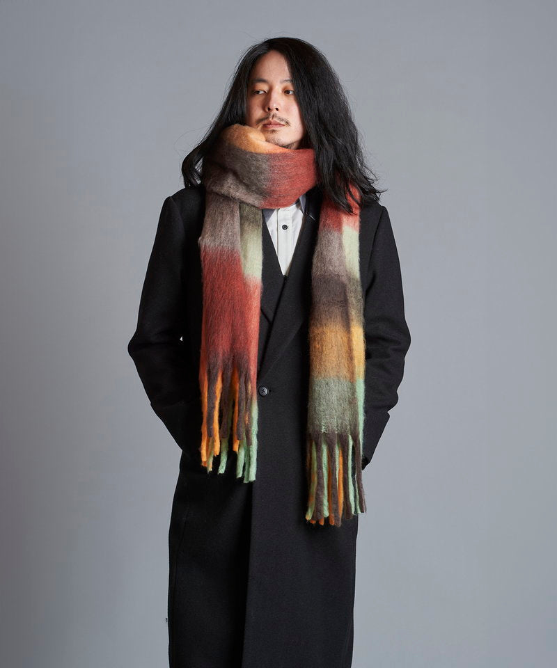 Multi-colored mohair touch stole