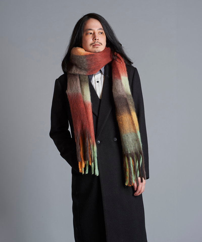 Multi-colored mohair touch stole