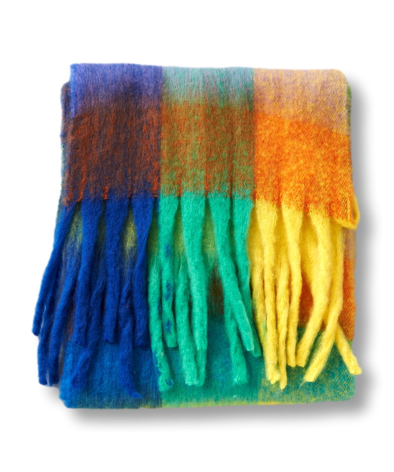 Multi-colored mohair touch stole