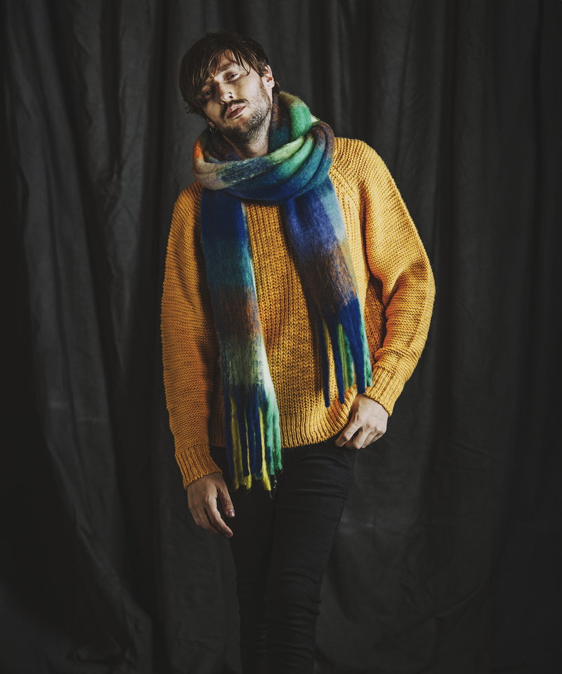 Multi-colored mohair touch stole