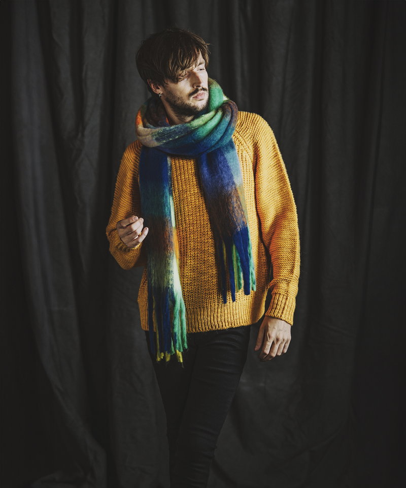 Multi-colored mohair touch stole