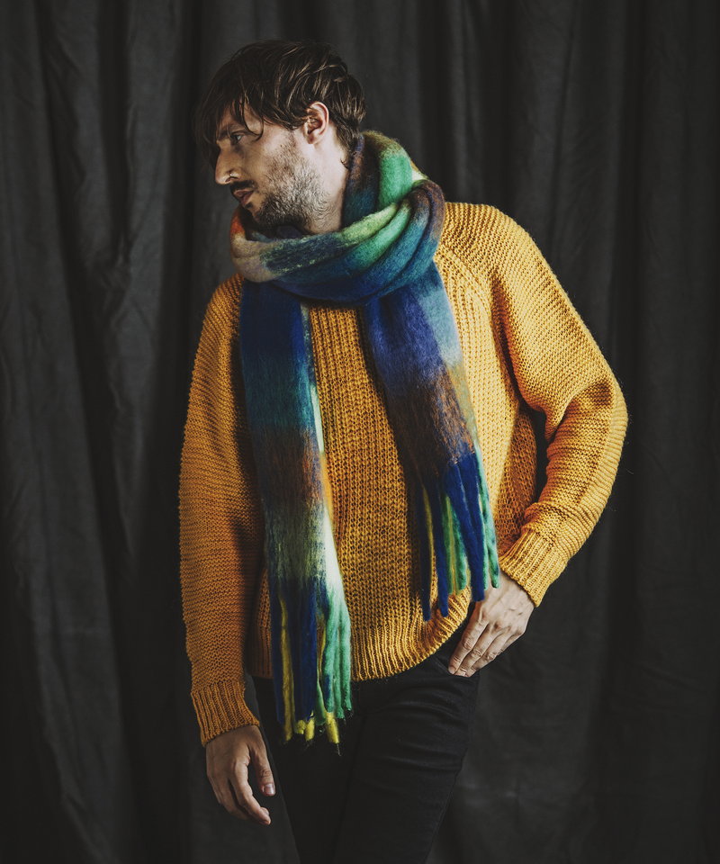 Multi-colored mohair touch stole