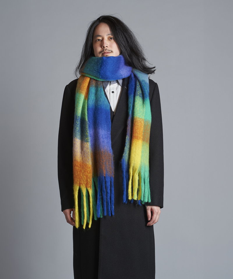 Multi-colored mohair touch stole