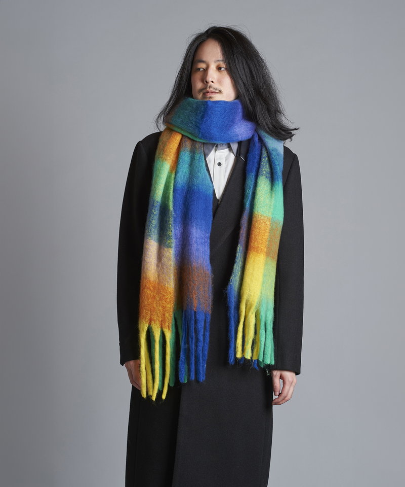 Multi-colored mohair touch stole