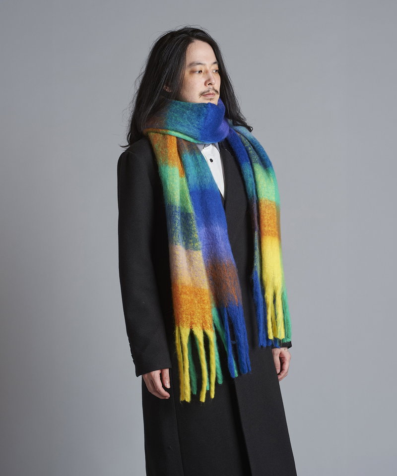 Multi-colored mohair touch stole