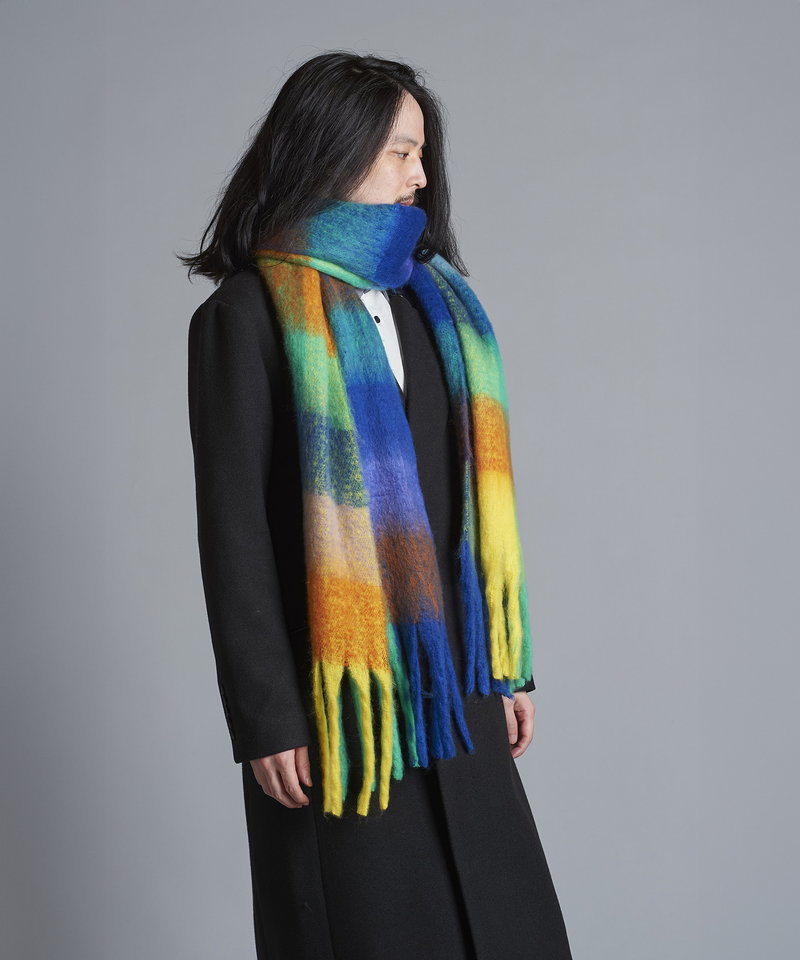 Multi-colored mohair touch stole