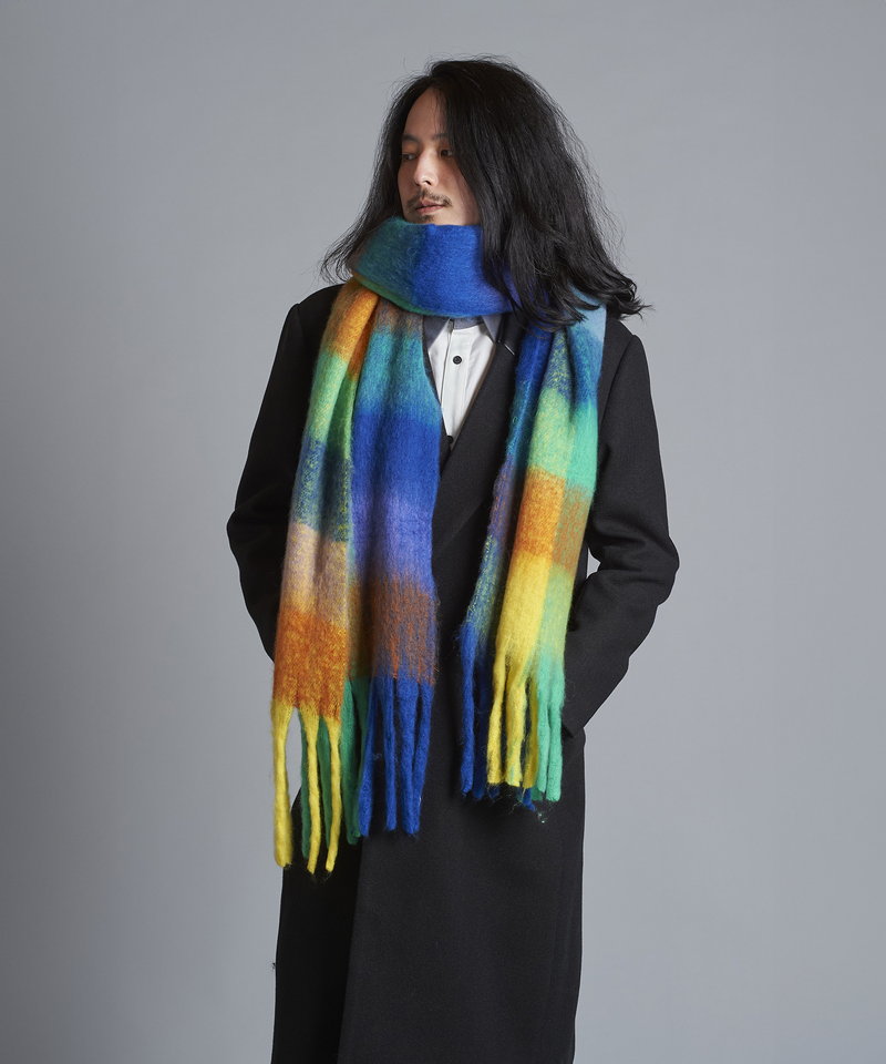 Multi-colored mohair touch stole