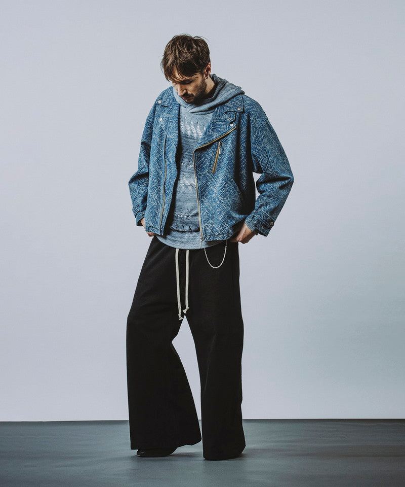 Denim wide flare pants