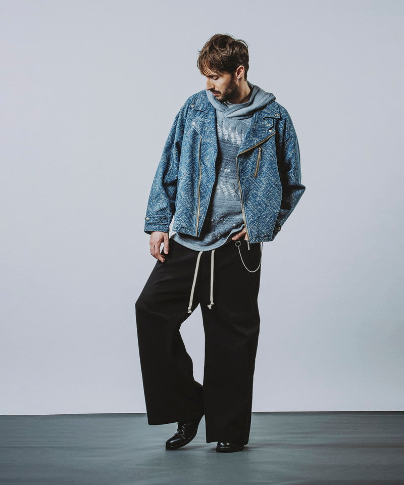 Denim wide flare pants