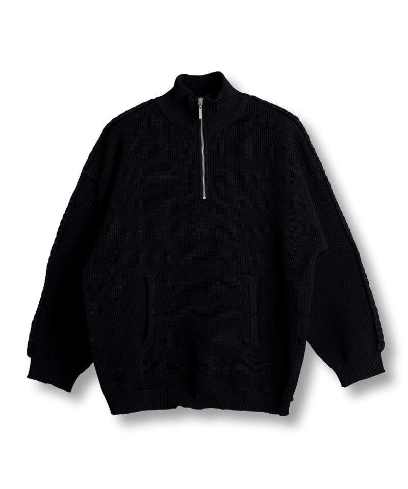 Volume neck knit half ZIP-PO